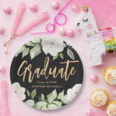 植物学フローラ大学院生文科卒業ブラック ペーパープレート (パーティー)