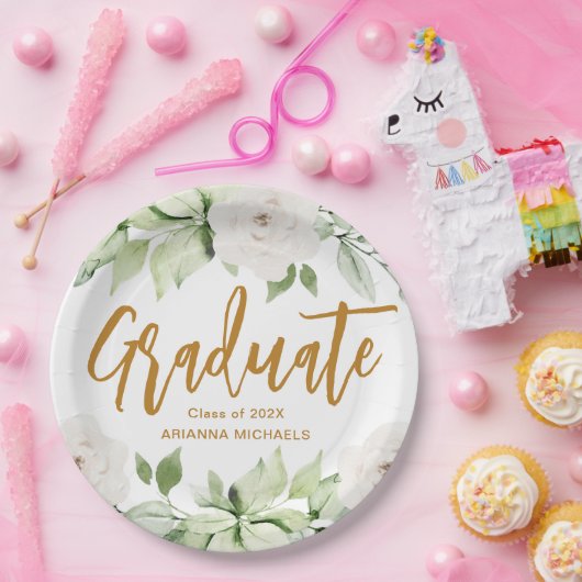 植物学フローラ大学院生記者卒業白番 ペーパープレート (パーティー)