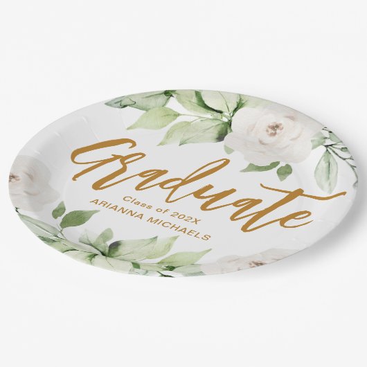 植物学フローラ大学院生記者卒業白番 ペーパープレート (アングル)