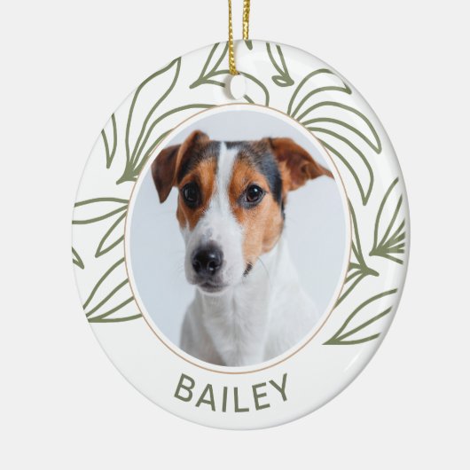 植物学プリントドッグの写真と有名クリスマス セラミックオーナメント (左)