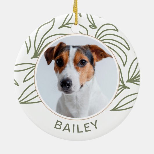 植物学プリントドッグの写真と有名クリスマス セラミックオーナメント (裏面)
