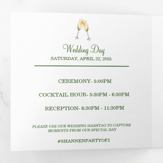 植物学モダンの |ホワイト結婚リリーの詳細トリ – 三つ折りカード (内部最初)