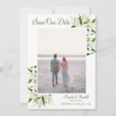 植物学モダンの|白いリリーの額縁写真 セーブザデート (正面)