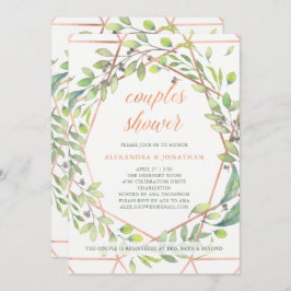 植物学モダンの | Copper Lookカップルのシャワー 招待状