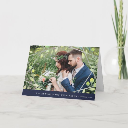 植物学モダンの| Silver Geoと写真ありがとう サンキューカード (正面)