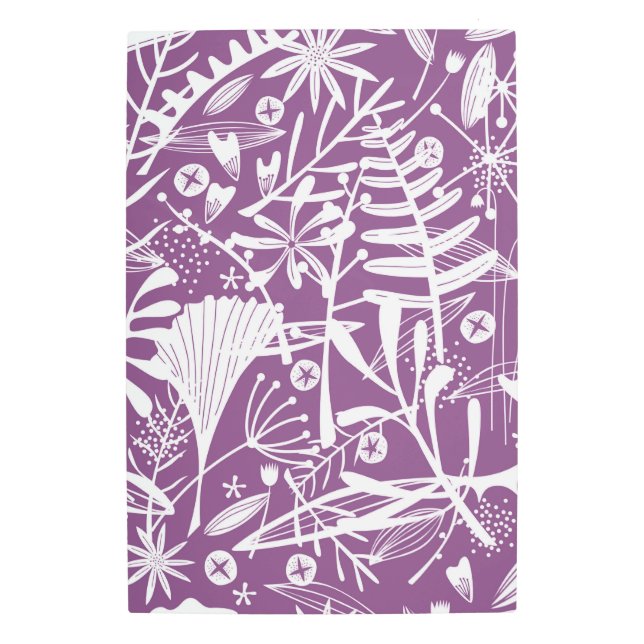 植物学モダンフローラ紫 メタルプリント (正面)