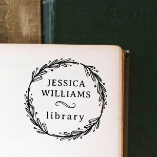 植物学モダンリース個人図書館蔵書票 ラバースタンプ