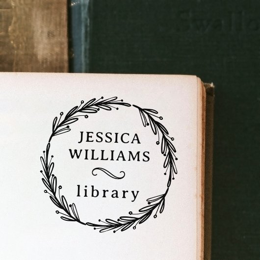 植物学モダンリース個人図書館蔵書票 ラバースタンプ