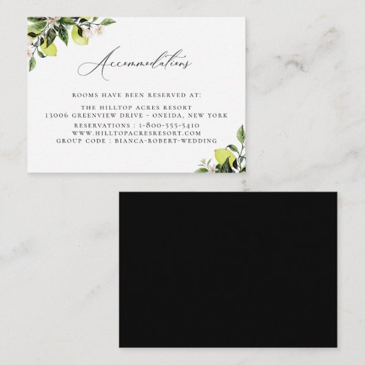 植物学レモン結婚ズアコモデーションズエンクロージャ  エンクロージャーカード (正面/裏面)