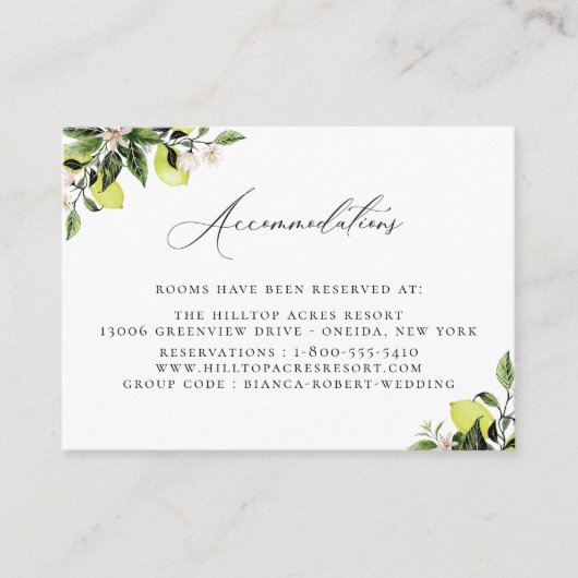 植物学レモン結婚ズアコモデーションズエンクロージャ  エンクロージャーカード (正面)