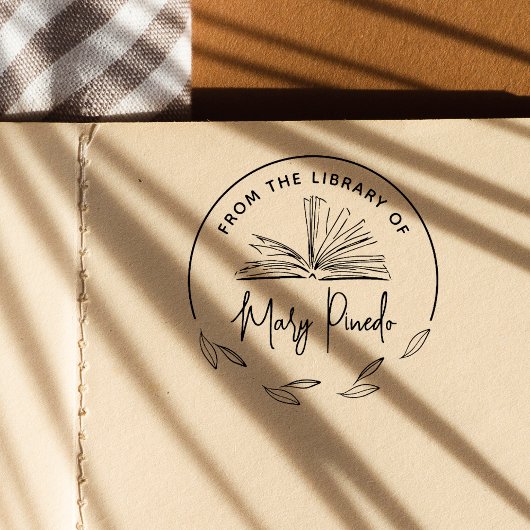 「植物学書籍の帯からの図書館スタンプ」 セルフインキングスタンプ