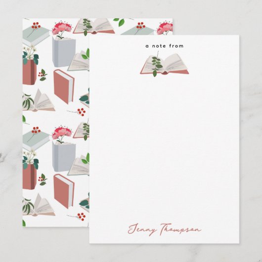 植物学本 & 図書館 読書パターン ノートカード (正面/裏面)