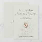 植物学的なセージガーデンウェディング・セーブ・ザ・デート 招待状 (正面/裏面)