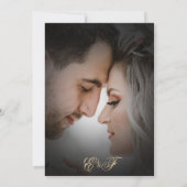 植物学的なブラックとゴールドの写真モノグラムのウェディング 招待状 (裏面)