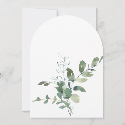 植物学的なユーカリのボヘミアンスタイルのアーチ型のウェディングシャワーデコレーション 招待状 (裏面)