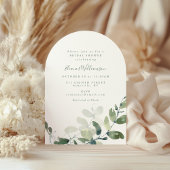 植物学的なユーカリのボヘミアンスタイルのアーチ型のウェディングシャワーデコレーション 招待状