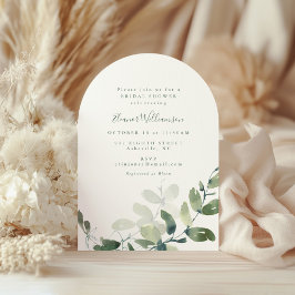 植物学的なユーカリのボヘミアンスタイルのアーチ型のウェディングシャワーデコレーション 招待状