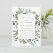 植物学的なユーカリの水彩彩色リハーサルディナー 招待状 (スタンド正面)