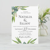 植物学的なユーカリの結婚式招待状 招待状 (スタンド正面)