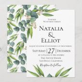 植物学的なユーカリの結婚式招待状 招待状 (正面/裏面)