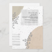 植物学的な抽象的なニュートラルウェディングのライブ配信 招待状 (正面/裏面)