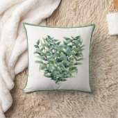 植物学的な緑のハート型のリース クッション (ブランケット)