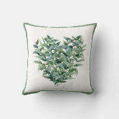 植物学的な緑のハート型のリース クッション (裏面)