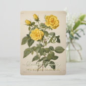 植物学的な黄色のバラ 75歳の誕生日 招待状 (スタンド正面)