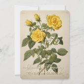 植物学的な黄色のバラ 75歳の誕生日 招待状 (正面)