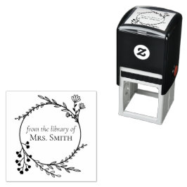 植物学的フレーム　　図書館より セルフインキングスタンプ