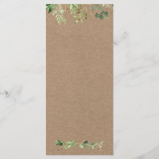 植物学的ユーカリ結婚ズクラフト メニュー (裏面)