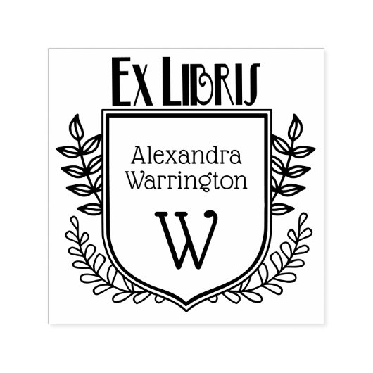 植物学紋章・エクスリブリス・ブックネームイニシャル セルフインキングスタンプ (デザイン)