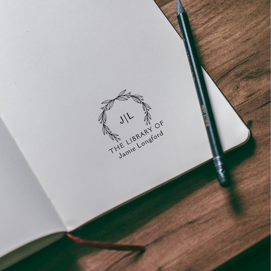 植物学素朴名前をカスタムするイニシャル図書室 ラバースタンプ