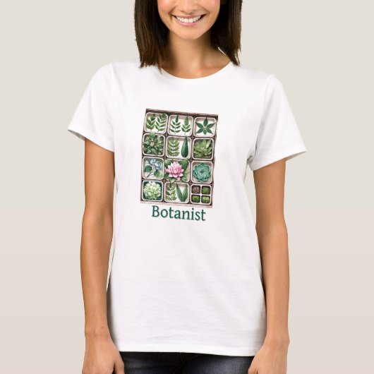 植物学者 植物愛好家 グリッド  Tシャツ (正面)