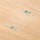 植物学葉、ユーカリ結婚プス アクリル招待状 (レイダウン)