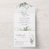 植物学葉、ユーカリ結婚プス オールインワン招待状 (内側)