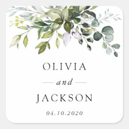植物学葉、ユーカリ結婚プス スクエアシール