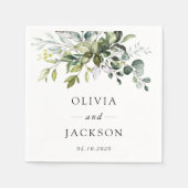 植物学葉、ユーカリ結婚プス スタンダードカクテルナプキン (正面)