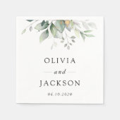 植物学葉、ユーカリ結婚プス スタンダードカクテルナプキン (正面)