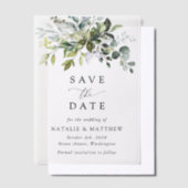 植物学葉、ユーカリ結婚プス ベラム紙招待状 (オフセット)