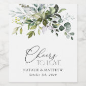 植物学葉、ユーカリ結婚プス ワインラベル (シングルラベル)