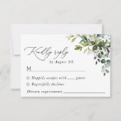 植物学葉、ユーカリ結婚プス 出欠カード (正面)