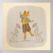 植物学魅力的用手描きお洒落キツネ ポスター (正面)