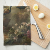 植物学：イギリスの庭で3本の孔雀 キッチンタオル (四つ折り)