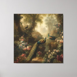 植物学：イギリスの庭で3本の孔雀 キャンバスプリント