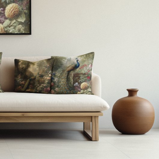 植物学:イギリスの庭で3本の孔雀 クッション