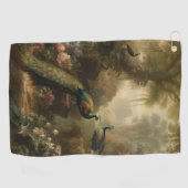 植物学：イギリスの庭で3本の孔雀 ゴルフタオル (横)