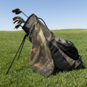 植物学：イギリスの庭で3本の孔雀 ゴルフタオル (グリーン)