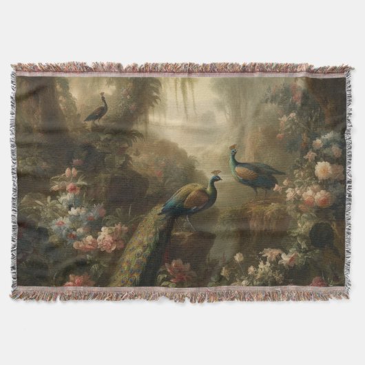 植物学：イギリスの庭で3本の孔雀 スローブランケット (正面)