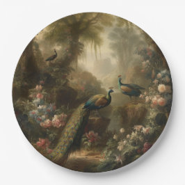 植物学：イギリスの庭で3本の孔雀 ペーパープレート